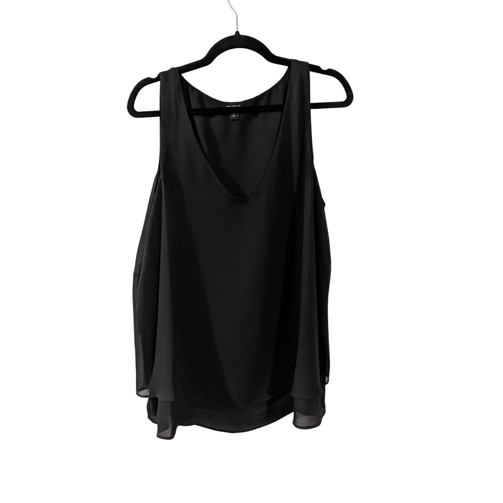 Torrid Tank Top Womens L Black Chiffon Double Layer V-Neck Georgette Blouse